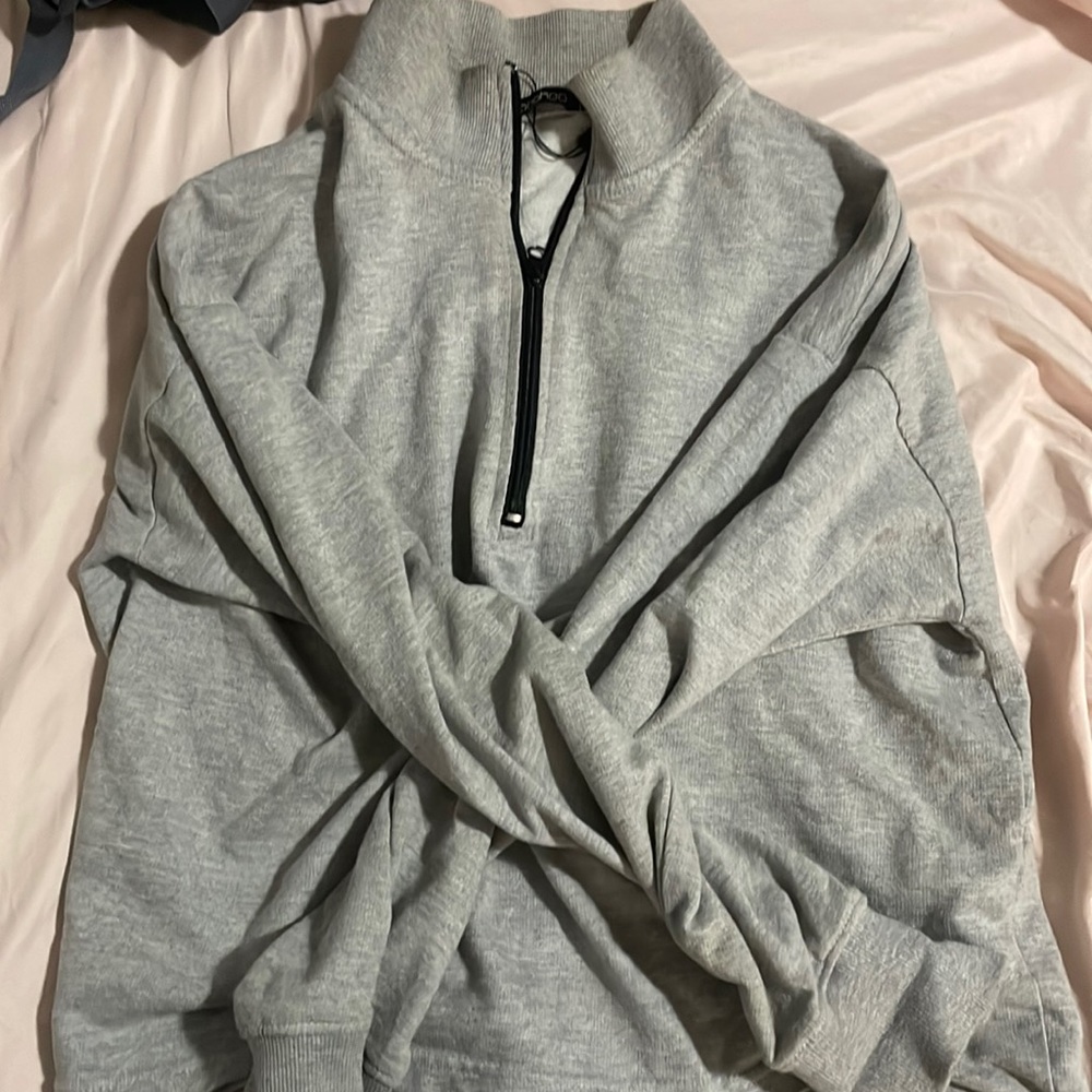FREE w purchase! grey long sleeve half zip pullover sweater